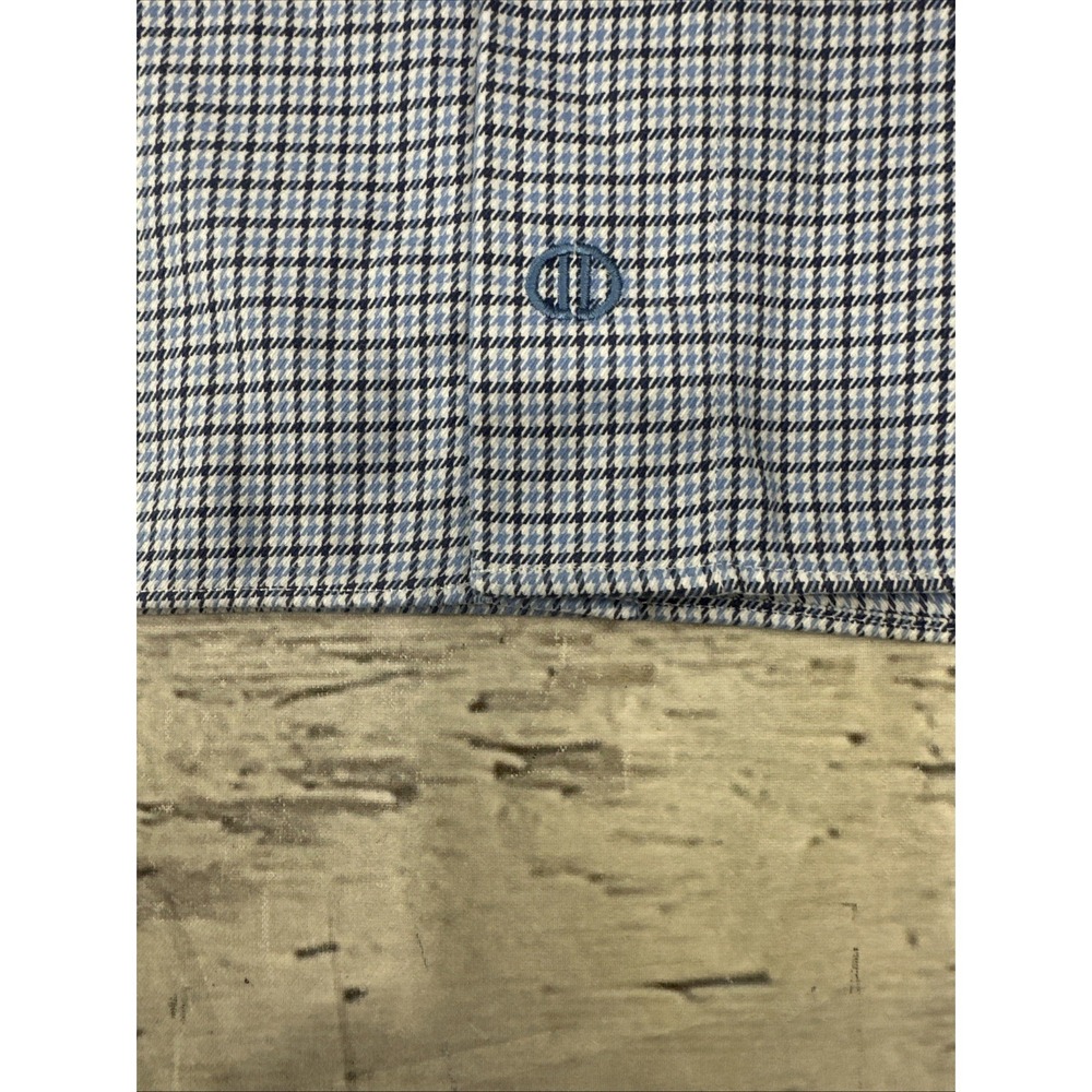 David Donahue Mens Fit Dress Shirt Blue White Micro Check 16 32/33 Cotton - Picture 2 of 10